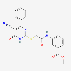 molecular formula C21H16N4O4S B10879352 Methyl 3-({[(5-cyano-6-oxo-4-phenyl-1,6-dihydropyrimidin-2-yl)sulfanyl]acetyl}amino)benzoate 