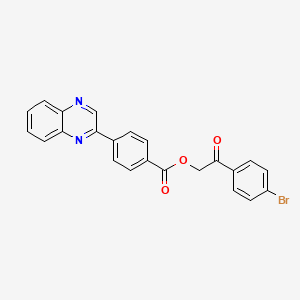 molecular formula C23H15BrN2O3 B10879380 2-(4-Bromophenyl)-2-oxoethyl 4-(quinoxalin-2-yl)benzoate 