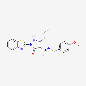 (4Z)-2-(1,3-benzothiazol-2-yl)-4-{1-[(4-methoxybenzyl)amino]ethylidene}-5-propyl-2,4-dihydro-3H-pyrazol-3-one