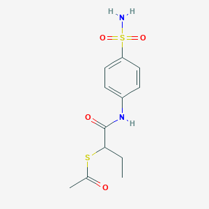 molecular formula C12H16N2O4S2 B10879414 S-{1-oxo-1-[(4-sulfamoylphenyl)amino]butan-2-yl} ethanethioate 