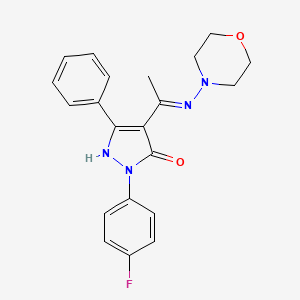 (4Z)-2-(4-fluorophenyl)-4-[1-(morpholin-4-ylamino)ethylidene]-5-phenyl-2,4-dihydro-3H-pyrazol-3-one