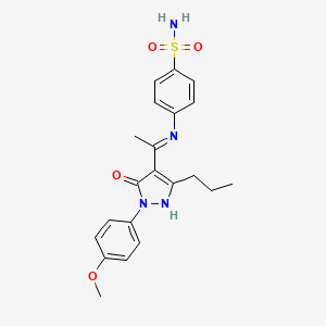 molecular formula C21H24N4O4S B10879446 4-({(1Z)-1-[1-(4-methoxyphenyl)-5-oxo-3-propyl-1,5-dihydro-4H-pyrazol-4-ylidene]ethyl}amino)benzenesulfonamide 