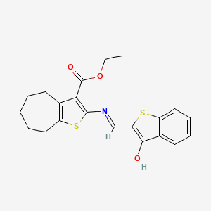 ethyl 2-{[(Z)-(3-oxo-1-benzothiophen-2(3H)-ylidene)methyl]amino}-5,6,7,8-tetrahydro-4H-cyclohepta[b]thiophene-3-carboxylate