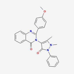 molecular formula C26H22N4O3 B10879488 3-(1,5-dimethyl-3-oxo-2-phenyl-2,3-dihydro-1H-pyrazol-4-yl)-2-(4-methoxyphenyl)quinazolin-4(3H)-one 