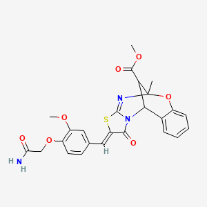 molecular formula C25H23N3O7S B10879509 methyl (2Z)-2-[4-(2-amino-2-oxoethoxy)-3-methoxybenzylidene]-5-methyl-1-oxo-1,2-dihydro-5H,11H-5,11-methano[1,3]thiazolo[2,3-d][1,3,5]benzoxadiazocine-13-carboxylate 