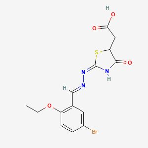 molecular formula C14H14BrN3O4S B10879512 {(2E)-2-[(2E)-(5-bromo-2-ethoxybenzylidene)hydrazinylidene]-4-oxo-1,3-thiazolidin-5-yl}acetic acid 