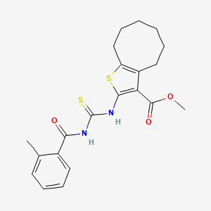 molecular formula C21H24N2O3S2 B10879518 Methyl 2-({[(2-methylphenyl)carbonyl]carbamothioyl}amino)-4,5,6,7,8,9-hexahydrocycloocta[b]thiophene-3-carboxylate 