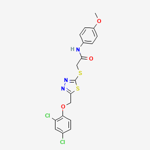 molecular formula C18H15Cl2N3O3S2 B10879538 2-({5-[(2,4-dichlorophenoxy)methyl]-1,3,4-thiadiazol-2-yl}sulfanyl)-N-(4-methoxyphenyl)acetamide 