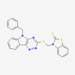 3-{[(5-benzyl-5H-[1,2,4]triazino[5,6-b]indol-3-yl)sulfanyl]methyl}-1,3-benzothiazole-2(3H)-thione