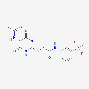 molecular formula C15H13F3N4O4S B10879596 2-{[5-(acetylamino)-4,6-dioxo-1,4,5,6-tetrahydropyrimidin-2-yl]sulfanyl}-N-[3-(trifluoromethyl)phenyl]acetamide 