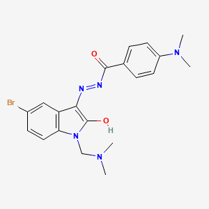 molecular formula C20H22BrN5O2 B10879620 N'-{(3Z)-5-bromo-1-[(dimethylamino)methyl]-2-oxo-1,2-dihydro-3H-indol-3-ylidene}-4-(dimethylamino)benzohydrazide 