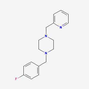 molecular formula C17H20FN3 B10879631 1-[(4-Fluorophenyl)methyl]-4-(pyridin-2-ylmethyl)piperazine 