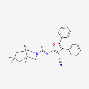 4,5-diphenyl-2-{[(E)-(1,3,3-trimethyl-6-azabicyclo[3.2.1]oct-6-yl)methylidene]amino}furan-3-carbonitrile