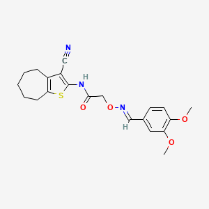 molecular formula C21H23N3O4S B10879670 N-(3-cyano-5,6,7,8-tetrahydro-4H-cyclohepta[b]thiophen-2-yl)-2-({[(E)-(3,4-dimethoxyphenyl)methylidene]amino}oxy)acetamide 