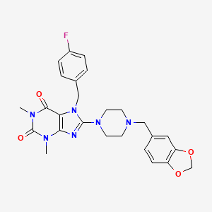 8-[4-(1,3-benzodioxol-5-ylmethyl)piperazin-1-yl]-7-(4-fluorobenzyl)-1,3-dimethyl-3,7-dihydro-1H-purine-2,6-dione