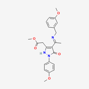 molecular formula C23H25N3O5 B10879705 methyl [(4Z)-4-{1-[(3-methoxybenzyl)amino]ethylidene}-1-(4-methoxyphenyl)-5-oxo-4,5-dihydro-1H-pyrazol-3-yl]acetate 