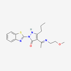 molecular formula C18H22N4O2S B10879712 (4Z)-2-(1,3-benzothiazol-2-yl)-4-{1-[(2-methoxyethyl)amino]ethylidene}-5-propyl-2,4-dihydro-3H-pyrazol-3-one 