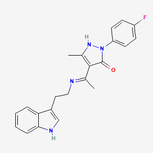 molecular formula C22H21FN4O B10879750 (4Z)-2-(4-fluorophenyl)-4-(1-{[2-(1H-indol-3-yl)ethyl]amino}ethylidene)-5-methyl-2,4-dihydro-3H-pyrazol-3-one 