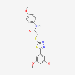 molecular formula C19H19N3O4S2 B10879766 2-{[5-(3,5-dimethoxyphenyl)-1,3,4-thiadiazol-2-yl]sulfanyl}-N-(4-methoxyphenyl)acetamide 