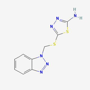 molecular formula C9H8N6S2 B10879847 5-[(1H-benzotriazol-1-ylmethyl)sulfanyl]-1,3,4-thiadiazol-2-amine 