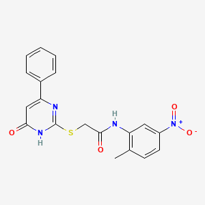 molecular formula C19H16N4O4S B10879857 2-[(4-hydroxy-6-phenylpyrimidin-2-yl)sulfanyl]-N-(2-methyl-5-nitrophenyl)acetamide 