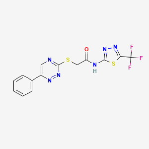 molecular formula C14H9F3N6OS2 B10879862 2-[(6-phenyl-1,2,4-triazin-3-yl)sulfanyl]-N-[5-(trifluoromethyl)-1,3,4-thiadiazol-2-yl]acetamide 