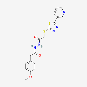 2-(4-methoxyphenyl)-N'-({[5-(pyridin-3-yl)-1,3,4-thiadiazol-2-yl]sulfanyl}acetyl)acetohydrazide