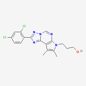 molecular formula C18H17Cl2N5O B10879936 3-[2-(2,4-Dichlorophenyl)-8,9-dimethyl-7H-pyrrolo[3,2-E][1,2,4]triazolo[1,5-C]pyrimidin-7-YL]-1-propanol 