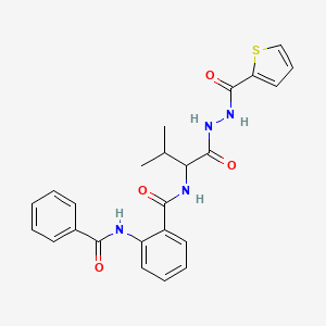 N-{3-methyl-1-oxo-1-[2-(thiophen-2-ylcarbonyl)hydrazinyl]butan-2-yl}-2-[(phenylcarbonyl)amino]benzamide (non-preferred name)