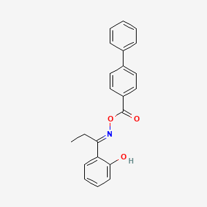 molecular formula C22H19NO3 B10879965 biphenyl-4-yl({[(1E)-1-(2-hydroxyphenyl)propylidene]amino}oxy)methanone 