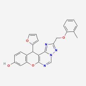 molecular formula C24H18N4O4 B10879969 12-(2-Furyl)-2-[(2-methylphenoxy)methyl]-12H-chromeno[3,2-E][1,2,4]triazolo[1,5-C]pyrimidin-9-OL 