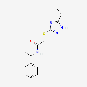 molecular formula C14H18N4OS B10879984 2-[(5-ethyl-4H-1,2,4-triazol-3-yl)sulfanyl]-N-(1-phenylethyl)acetamide 