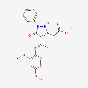 methyl [(4Z)-4-{1-[(2,4-dimethoxyphenyl)amino]ethylidene}-5-oxo-1-phenyl-4,5-dihydro-1H-pyrazol-3-yl]acetate