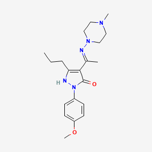 (4Z)-2-(4-methoxyphenyl)-4-{1-[(4-methylpiperazin-1-yl)amino]ethylidene}-5-propyl-2,4-dihydro-3H-pyrazol-3-one