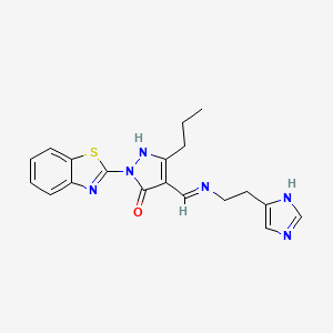 molecular formula C19H20N6OS B10880053 (4E)-2-(1,3-benzothiazol-2-yl)-4-({[2-(1H-imidazol-4-yl)ethyl]amino}methylidene)-5-propyl-2,4-dihydro-3H-pyrazol-3-one 