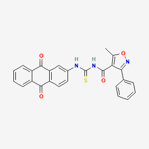 molecular formula C26H17N3O4S B10880074 N-[(9,10-dioxo-9,10-dihydroanthracen-2-yl)carbamothioyl]-5-methyl-3-phenyl-1,2-oxazole-4-carboxamide 