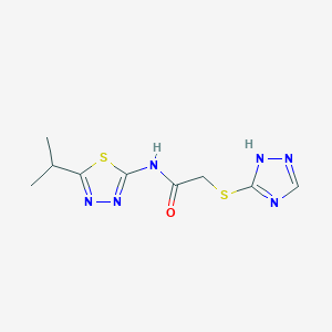 molecular formula C9H12N6OS2 B10880078 N-[5-(propan-2-yl)-1,3,4-thiadiazol-2-yl]-2-(1H-1,2,4-triazol-5-ylsulfanyl)acetamide 