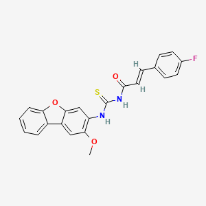 molecular formula C23H17FN2O3S B10880082 N-[3-(4-Fluorophenyl)acryloyl]-N'-(2-methoxydibenzo[B,D]furan-3-YL)thiourea 