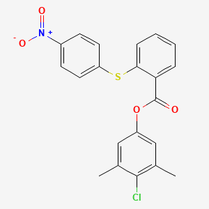 molecular formula C21H16ClNO4S B10880101 4-Chloro-3,5-dimethylphenyl 2-[(4-nitrophenyl)sulfanyl]benzoate 