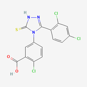 2-chloro-5-[3-(2,4-dichlorophenyl)-5-sulfanyl-4H-1,2,4-triazol-4-yl]benzoic acid