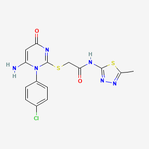 molecular formula C15H13ClN6O2S2 B10880130 2-{[6-amino-1-(4-chlorophenyl)-4-oxo-1,4-dihydropyrimidin-2-yl]sulfanyl}-N-(5-methyl-1,3,4-thiadiazol-2-yl)acetamide 