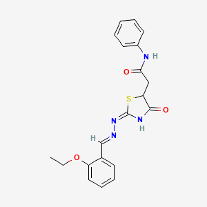 2-{(2E)-2-[(2E)-(2-ethoxybenzylidene)hydrazinylidene]-4-oxo-1,3-thiazolidin-5-yl}-N-phenylacetamide