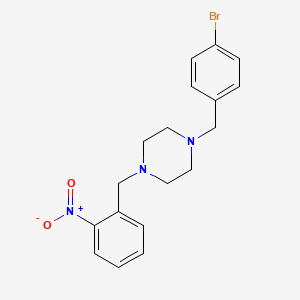 molecular formula C18H20BrN3O2 B10880156 1-[(4-Bromophenyl)methyl]-4-[(2-nitrophenyl)methyl]piperazine 