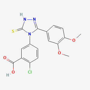 2-chloro-5-[3-(3,4-dimethoxyphenyl)-5-sulfanyl-4H-1,2,4-triazol-4-yl]benzoic acid