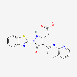 molecular formula C21H19N5O3S B10880224 methyl [(4Z)-1-(1,3-benzothiazol-2-yl)-4-{1-[(3-methylpyridin-2-yl)amino]ethylidene}-5-oxo-4,5-dihydro-1H-pyrazol-3-yl]acetate 