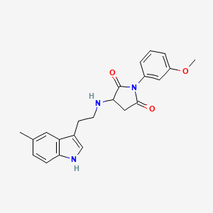 molecular formula C22H23N3O3 B10880225 1-(3-methoxyphenyl)-3-{[2-(5-methyl-1H-indol-3-yl)ethyl]amino}pyrrolidine-2,5-dione 