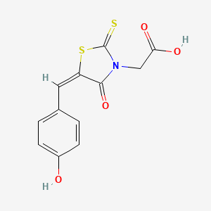 molecular formula C12H9NO4S2 B10880339 [(5E)-5-(4-hydroxybenzylidene)-4-oxo-2-thioxo-1,3-thiazolidin-3-yl]acetic acid 