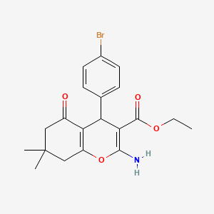 molecular formula C20H22BrNO4 B10880367 ethyl 2-amino-4-(4-bromophenyl)-7,7-dimethyl-5-oxo-5,6,7,8-tetrahydro-4H-chromene-3-carboxylate 