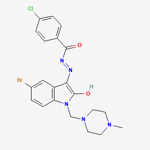 molecular formula C21H21BrClN5O2 B10880373 N'-{(3Z)-5-bromo-1-[(4-methylpiperazin-1-yl)methyl]-2-oxo-1,2-dihydro-3H-indol-3-ylidene}-4-chlorobenzohydrazide 