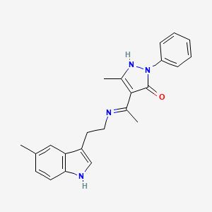 (4Z)-5-methyl-4-(1-{[2-(5-methyl-1H-indol-3-yl)ethyl]amino}ethylidene)-2-phenyl-2,4-dihydro-3H-pyrazol-3-one